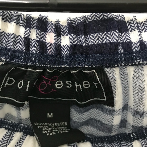 Polly & Esther Navy & White Plaid Off-Shoulder Top Size Med - Picture 6 of 6